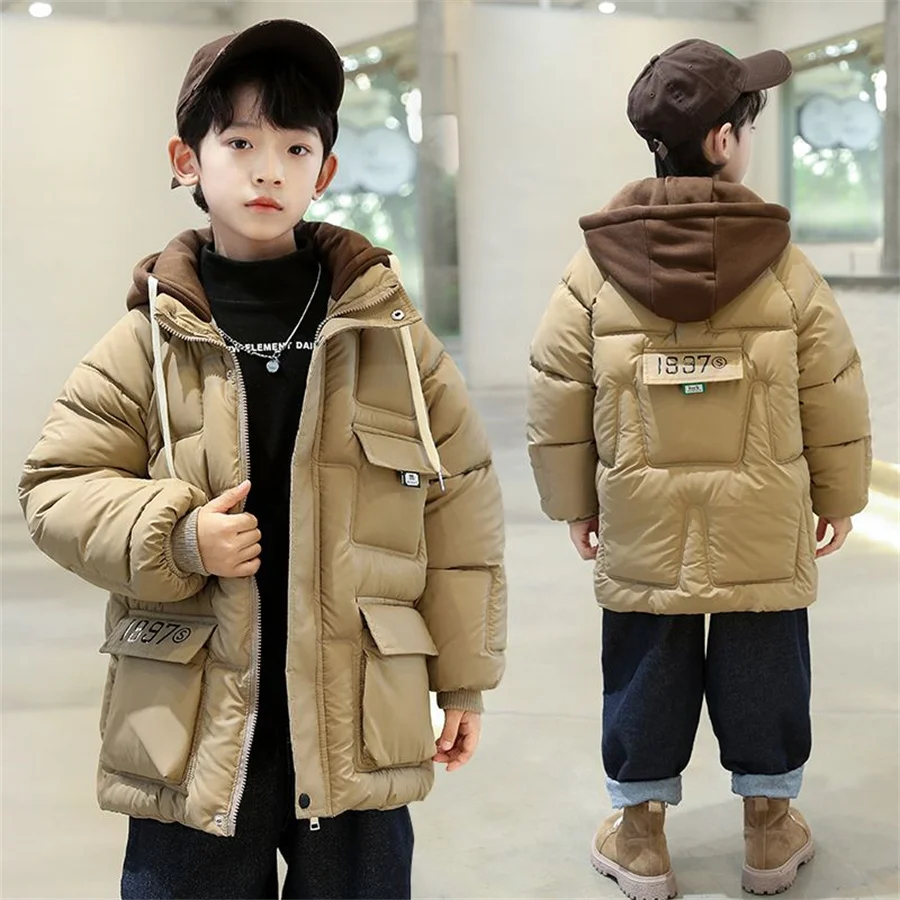 Детская кашемировая хлопковая пуховая куртка пальто зимние толстые теплые парки