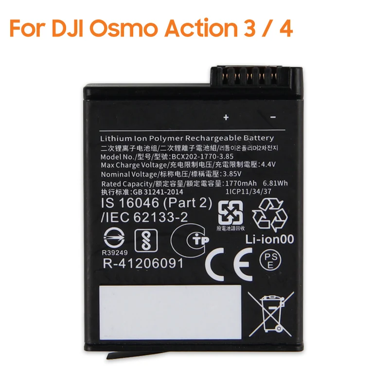 

Replacement Battery BCX202 For DJI Osmo Action 4 Osmo Action3 Rechargeable Camera Battery 1770mAh