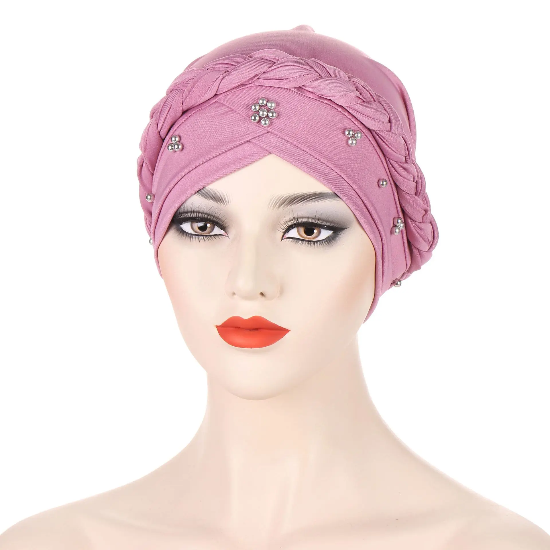 Women Hijab Braid Forhead Cross Turban Hats for Women Beanies Cap Headwrap Headwear Elastic Muslim Women Clothing Ramadan Hijabs