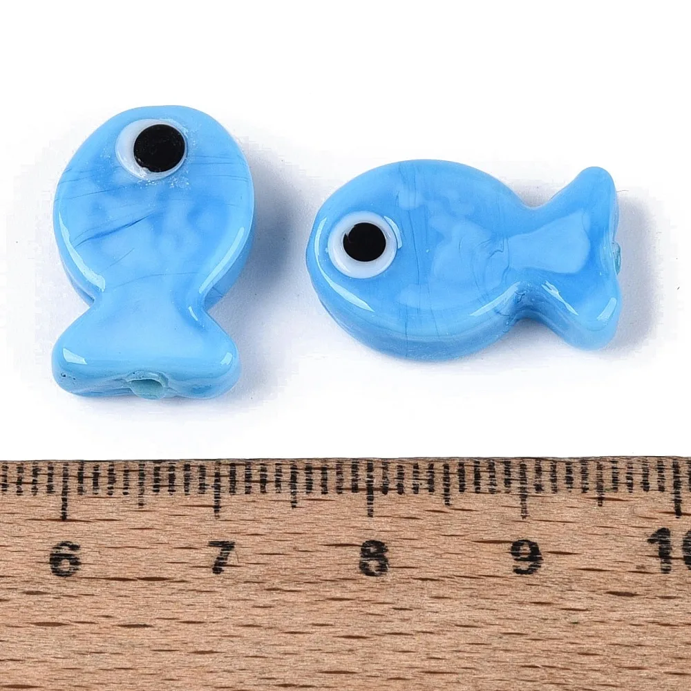 KitBeads 10 шт. стеклянных бусин в форме рыбы, небесно-голубые, свободные бусины-разделители, ручной работы для изготовления браслетов, ожерелий, серег и украшений своими руками. (art.: 3920dceafaf41) - 3920dceafaf41