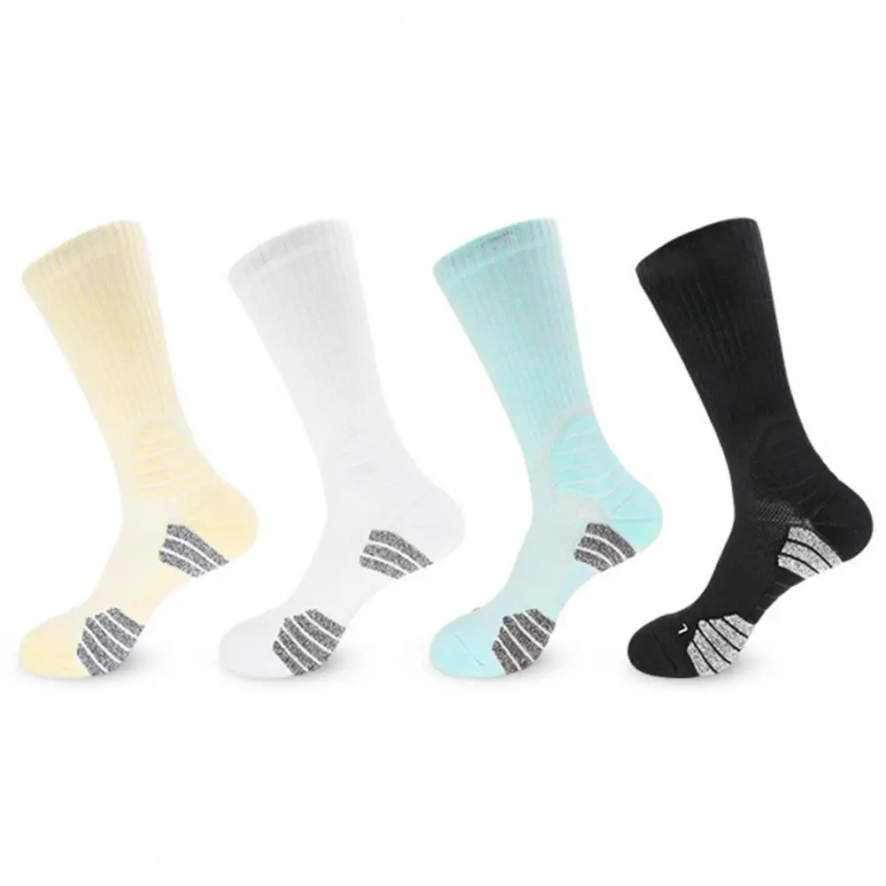 

1 Pair Sports Socks Men Women Cotton High Elasticity Vibration Damping Foot Protector High-top Basketball Socks Running Socks