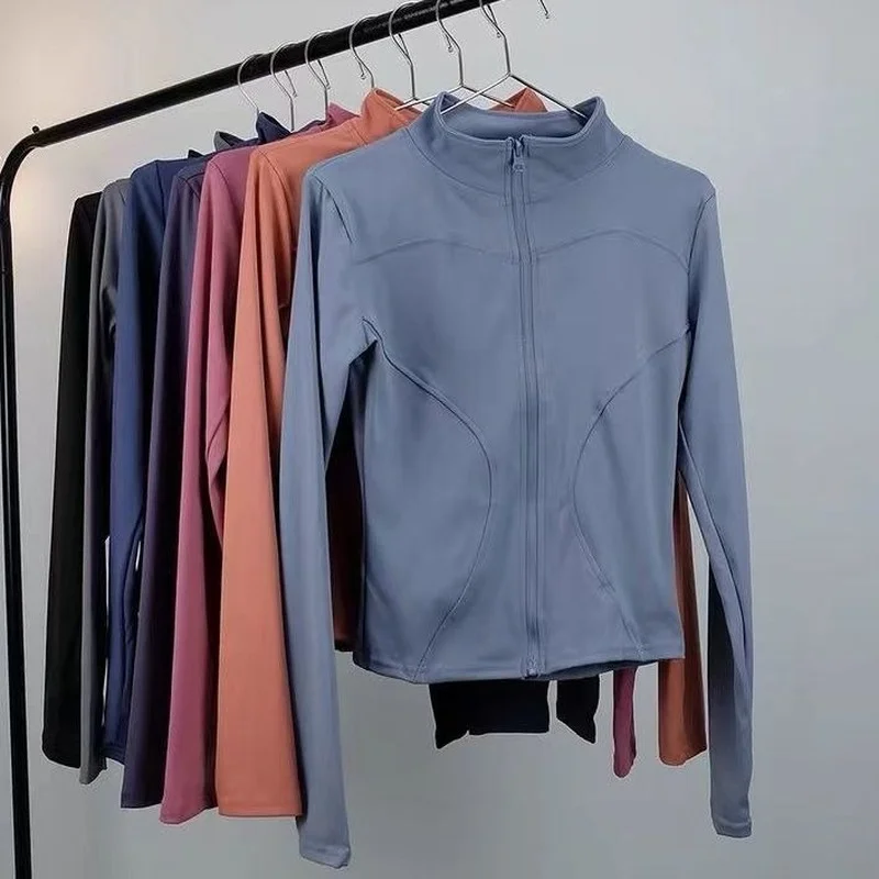 

Women Yoga Clothes Top Slim Yoga Running Fitness Zipper Stand Collar Slim Fit Long Sleeve Sports Training Quick Dry Jacket E236