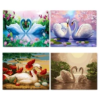 scenic flower swan diy 5d diamond painting full drill square round embroidery mosaic art picture of rhinestones home decor gifts