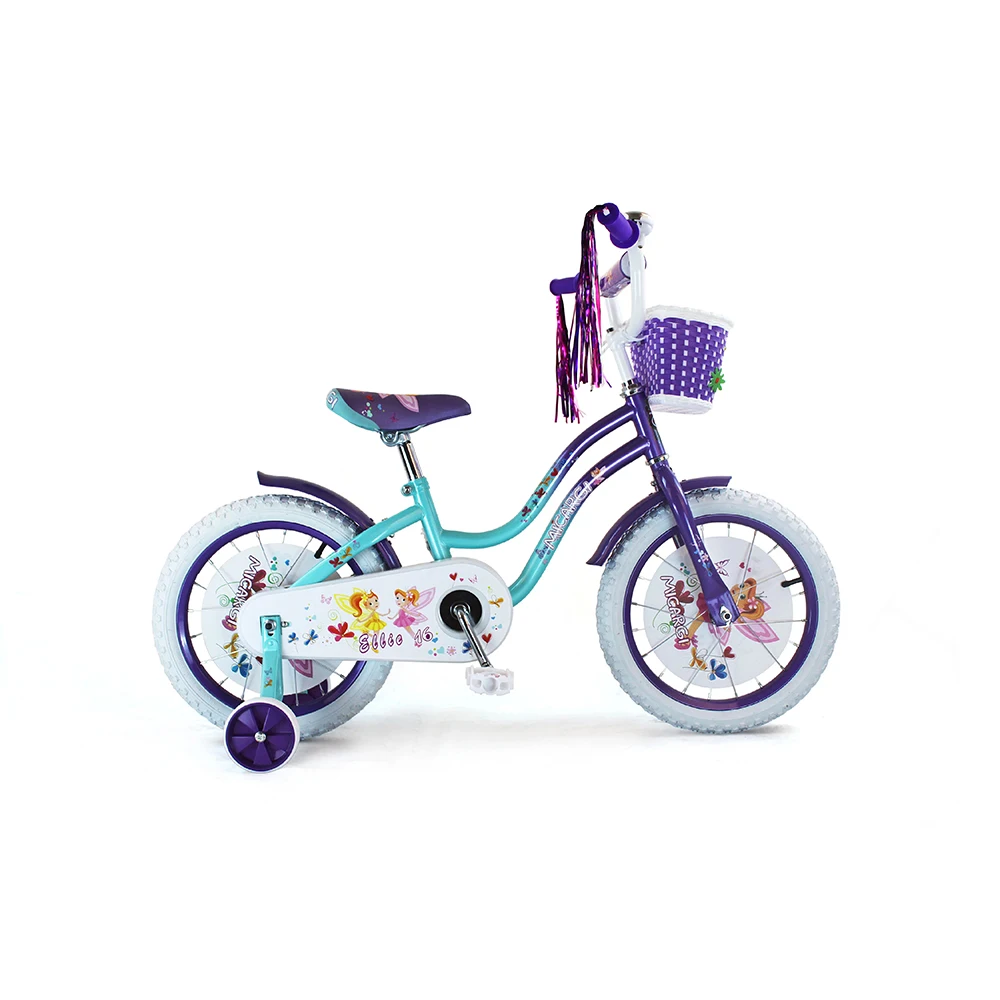 

USToyOutlet 16" Cruiser Steel Frame Bicycle Coaster Brake One Piece Crank, Purple Baskets, White Tire
