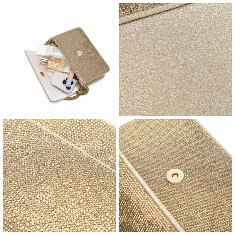 Женская модная квадратная вечерняя сумочка с золотыми и серебряными стразами