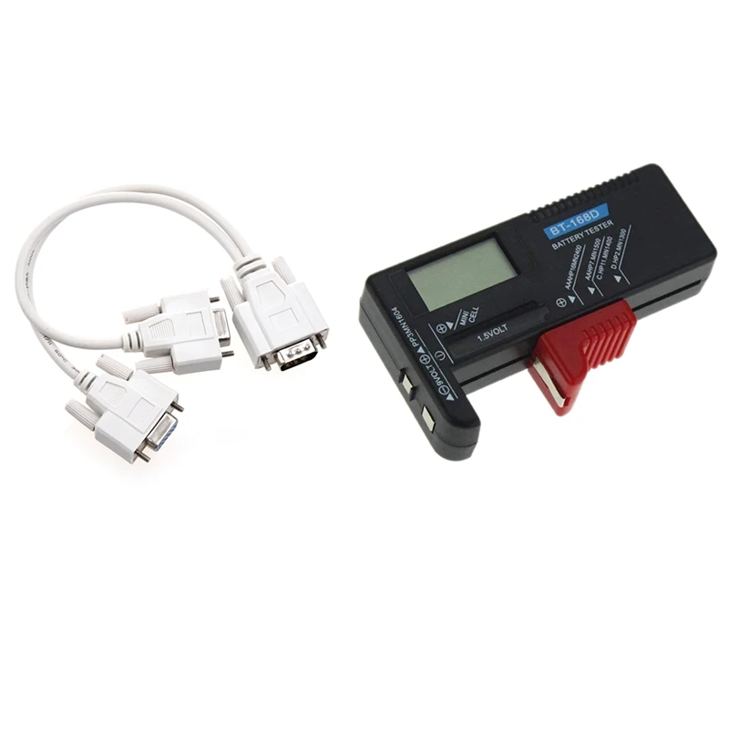 

1 PC To 2 Monitors Splitter Cable For Vga Video & BT-168D Digital Battery Tester Detector Capacity Diagnostic Tool