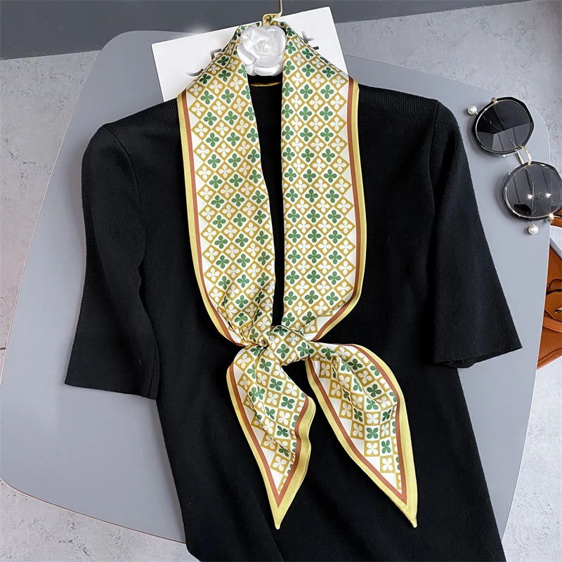 

Fashion Hair Ribbon Scarf For Women Satin Silk Scrunchies Hair Bands Lady Skinny Neck Tie Scarfs Headband Accessories 2022