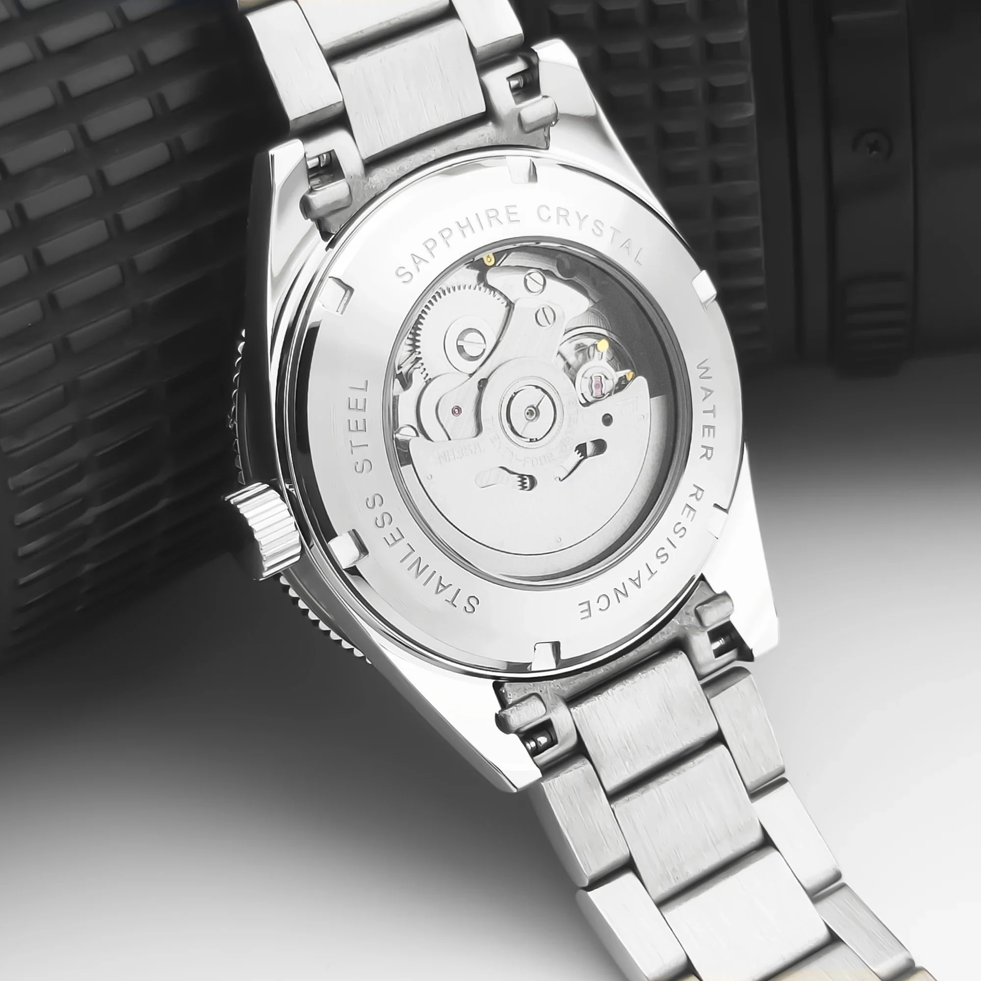 41 мм автоматические часы NH35 механизм стерильный черный циферблат корпус из