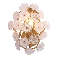 top grade brass fixtures white clear glass flower wall lamp contemporary decoration for living room