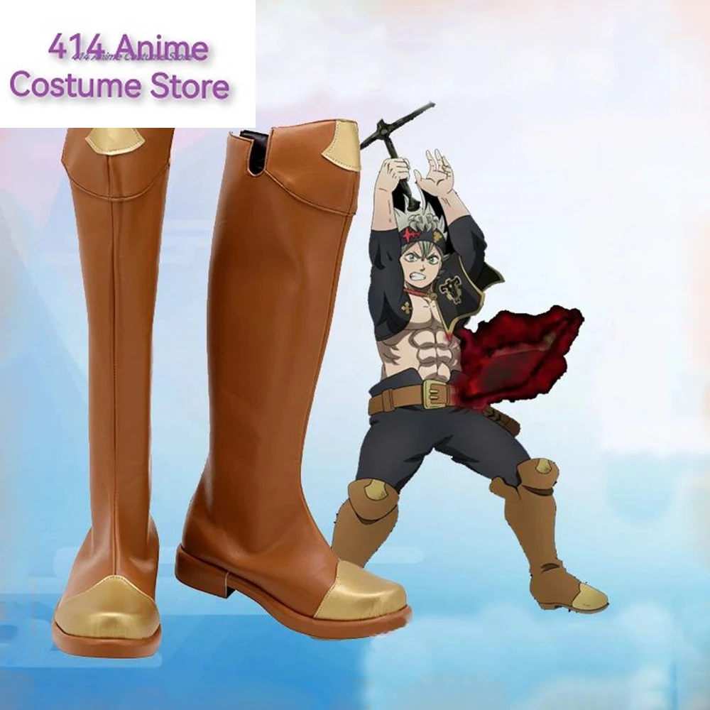Аниме Черный клевер Аста обувь для косплея длинные коричневые сапоги аксессуар