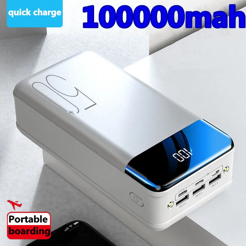 

Chargeur rapide universel 5V 2.1A batterie externe 100% 98000mah 100000mah, grande capacité, pour téléphone portable, nouveauté