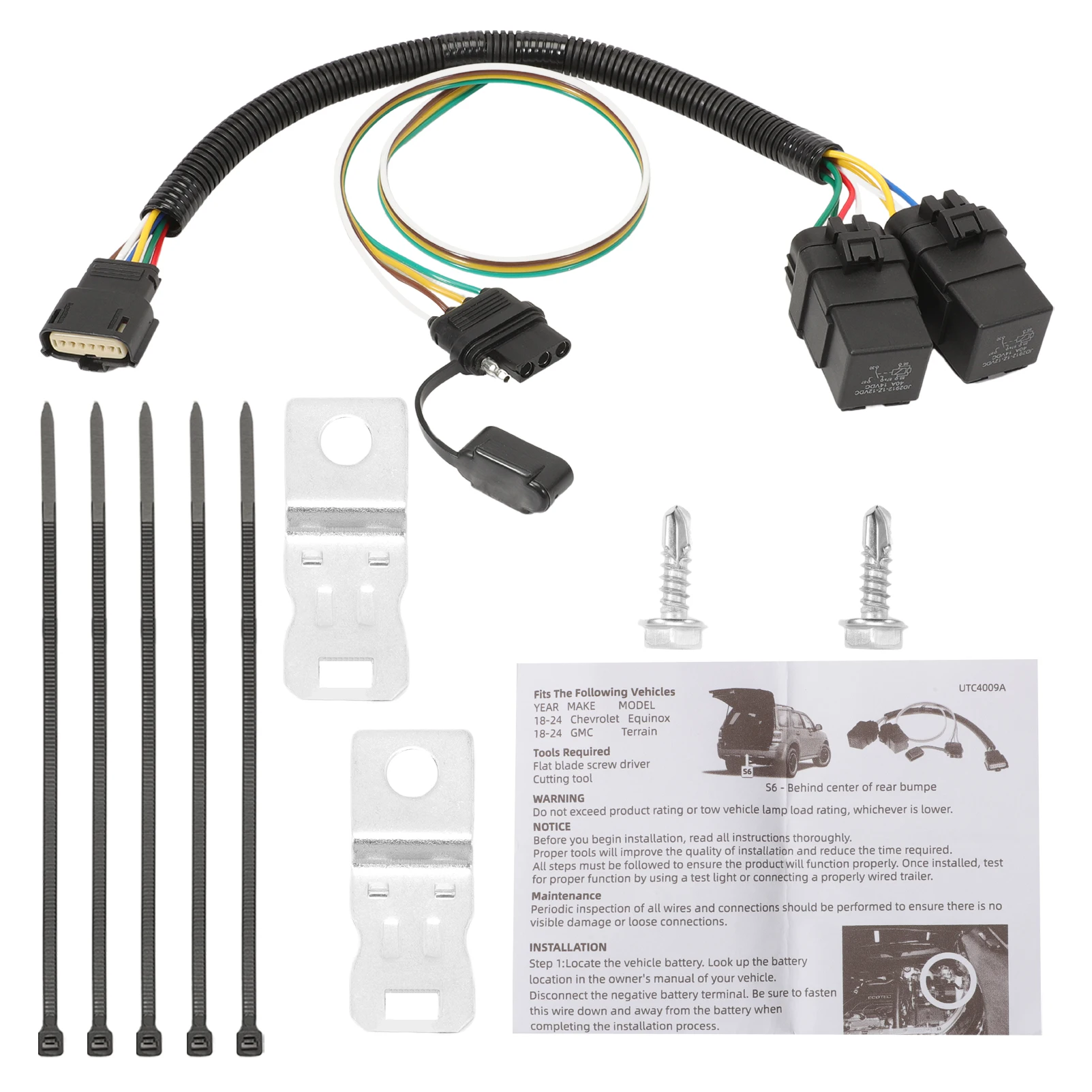 

4-контактный комплект жгутов проводов буксировочной сцепки прицепа для Chevrolet Equinox 2018-2024 годов для GMC Terrain