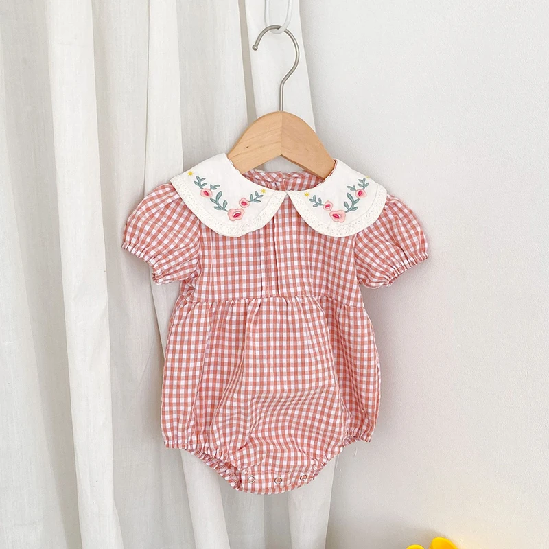 Yg Summer Baby Clothes Girl Baby Fashion Lattice Tight Jumpsuit Newborn Clothes Girl Jumpsuit 0-2 Years Old
