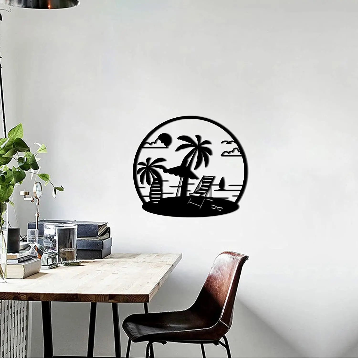 

Настенный декор из черного металла, расслабляющий морской пейзаж и пляжный узор, подвесная металлическая Настенная картина