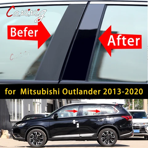 6 шт., накладки на стойки автомобильных окон Mitsubishi Outlander 2013-2020 BC