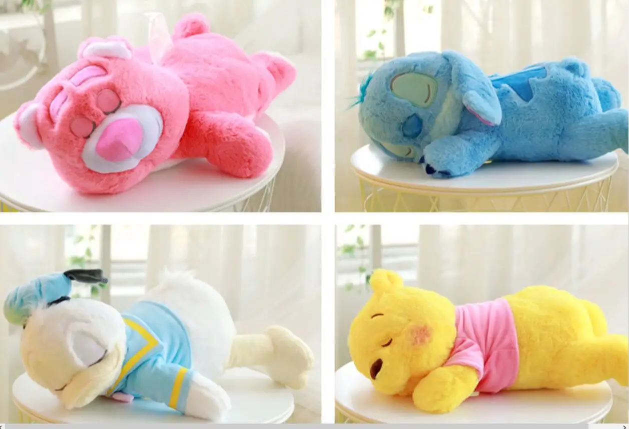 Disney Cute Cartoon Dumbo Pooh Donald Duck Stitch Sleeping Softly Plush Doll Pillow Girls Kids Gifts |