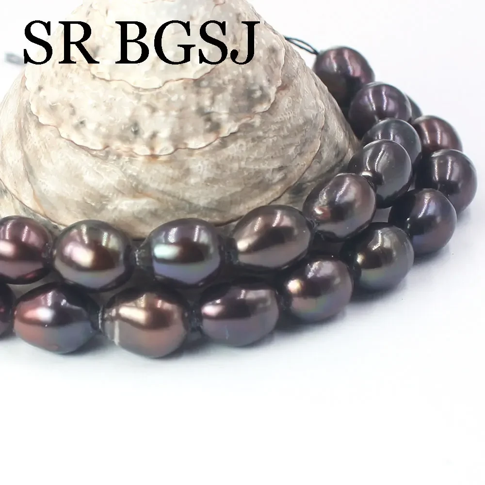 10-11 мм 14 дюймов черный натуральный пресноводный жемчуг рис изготовление