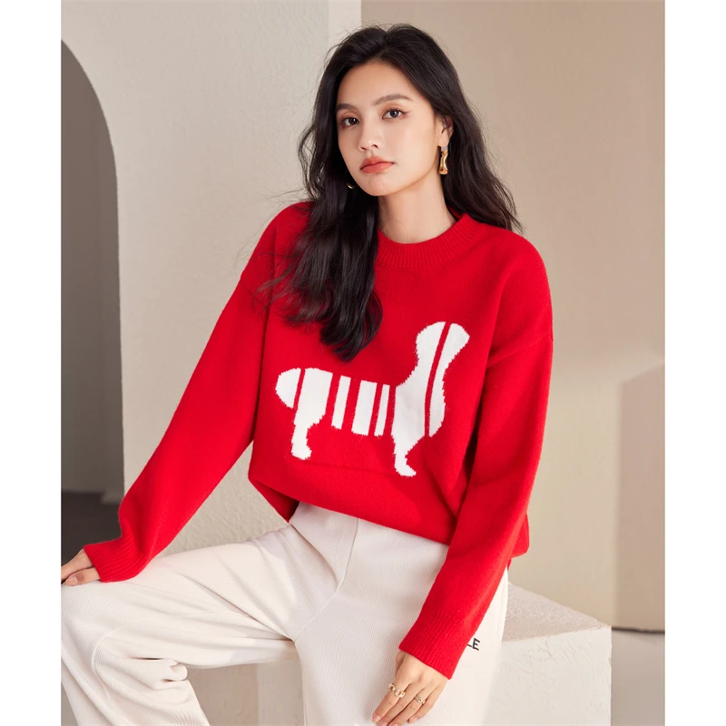 Пуловер с круглым вырезом в корейском стиле свободный свитер женский модный