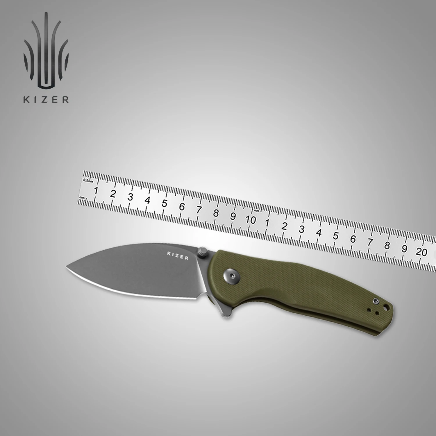 Складной карманный нож Kizer V3669A3 Mini Grouper оливково-зеленая ручка G10 с лезвием D2 для