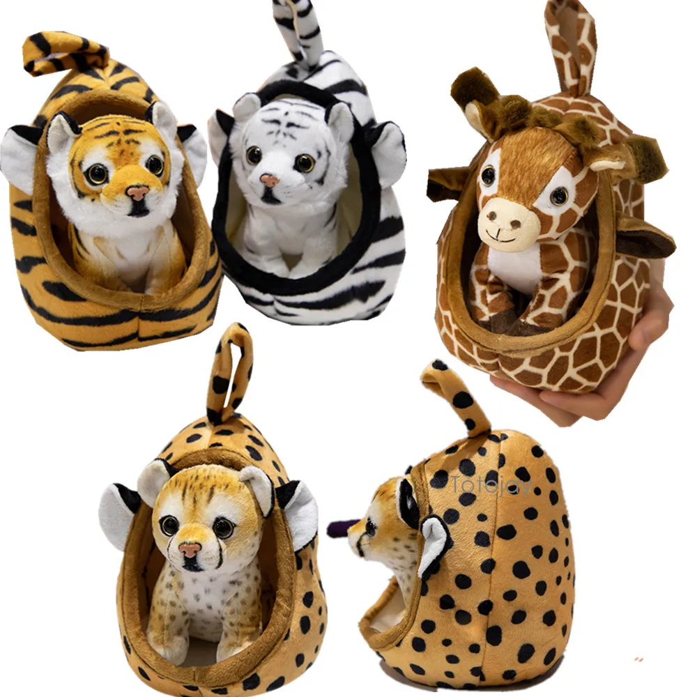 1 шт. 18 см кавайные гнезда животных плюшевая игрушка имитация жирафа тигра льва