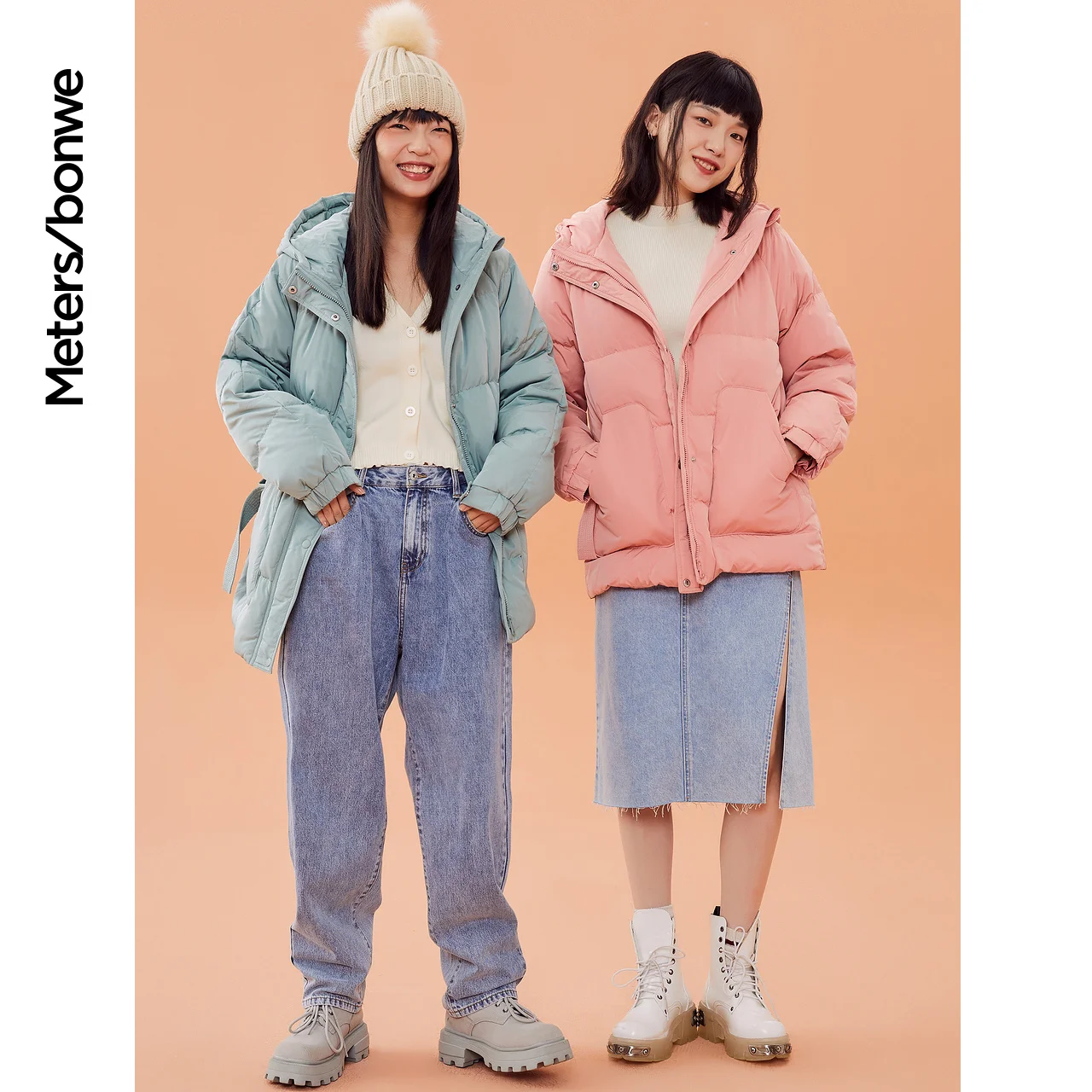 Metersbonwe New Down Jacket Women Winter Warm 90% Gray Duck Down Female Hooded Short Sweet Student Down Coat Brand Outerwear