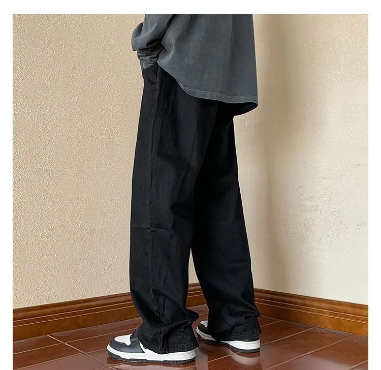 Yasuk Spring Autumn Winter Solid Casual Men's Button Waist All-Match Cool Boys Design Loose Button Pants Pocket