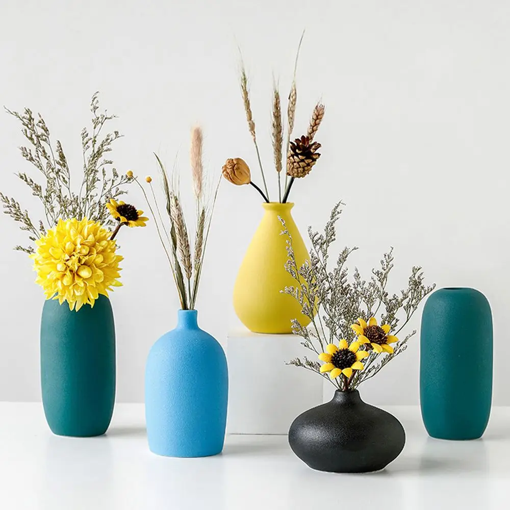 

Креативные керамические маленькие искусственные украшения в скандинавском стиле, ваза с высушенными цветами, декоративные украшения для д...