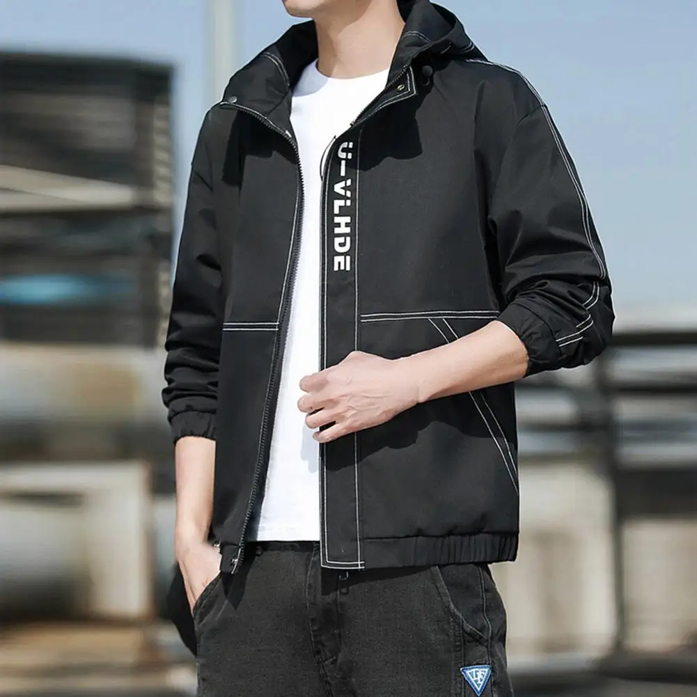 

Men Sports Jackets Fashion Male Casual Solid Color Long Sleeve Hooded Jackets Harajuku Loose Windbreaker Men chaquetas hombre