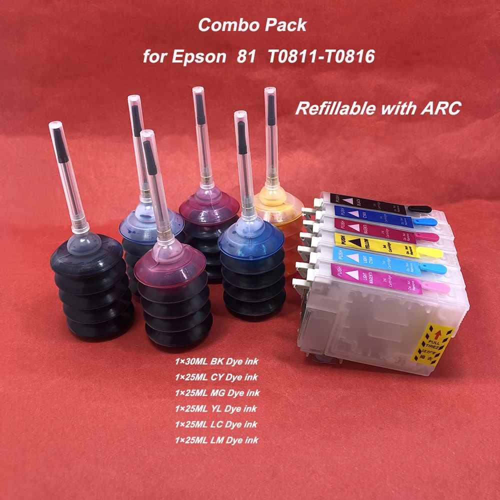 

81 T0811 refillable ink cartridge T0811N 30ML Dye Ink Set for Epson R290 R295 RX590 RX610 RX690 RX695 1410 TX659 TX720WD TX800FW