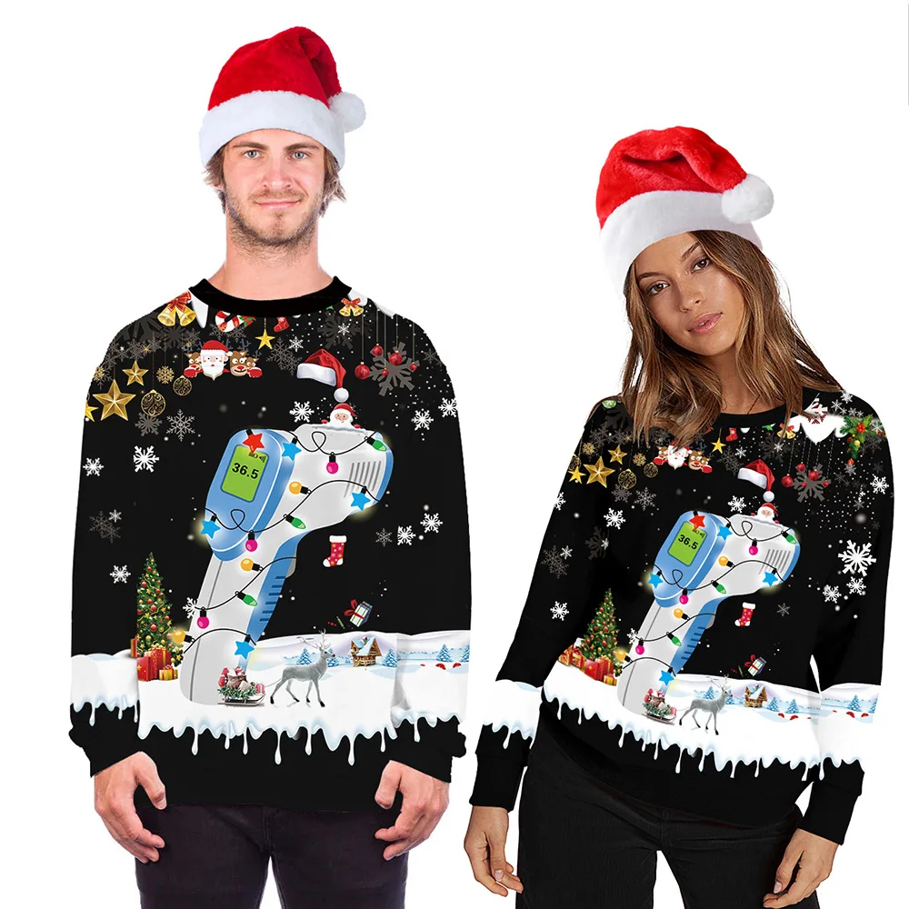 

Men Women Sweatshirt Funny Santa Ugly 3D Christmas Sweaters Jumpers Couple Pullover Autumn Holiday Party Xmas Crew Neck Tops