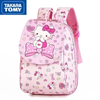 takara tomy girls hello kitty new polyester flip large capacity adjustable backpack student cartoon print cute school bag
