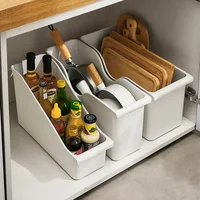 Kitchen Storage Bins Container with Wheels Pantry Cabinet Spice Seasoning Holder Organizer Desktop Basket Sundries Plastic