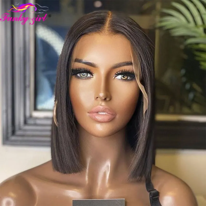 

Straight Short Bob Wig 13x4 Lace Front Bob Human Hair Wigs For Black Women Brazilian Remy Human 4x4 Lace Closure Wig Pre Plucked