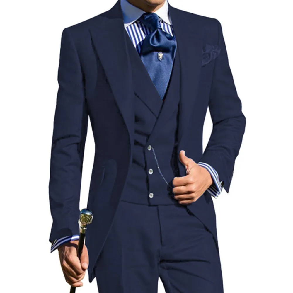 

Костюм облегающий мужской из трех предметов, деловой пиджак, смокинг, блейзер для свадьбы, вечеринки жениха (Блейзер + жилет + брюки)