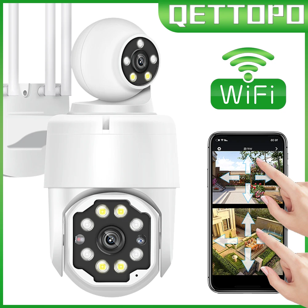 

Qettopo 5MP 50X Zoom PTZ IP Camera WiFi 3.6+12mm Dual Lens Human Detection Audio Security Surveillance Cam For Alexa Google Home
