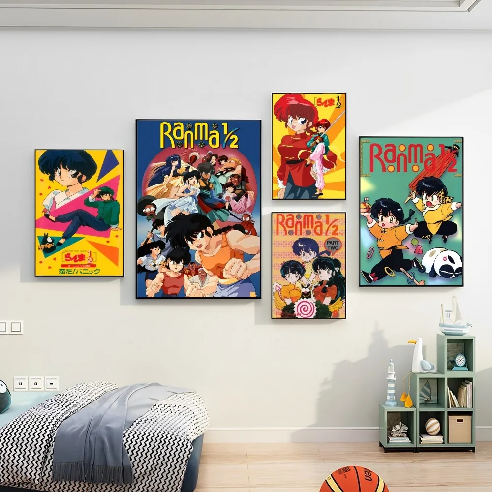 

Hot Anime Ranma 12 Poster Self-adhesive Art Poster Retro Kraft Paper Sticker DIY Room Bar Cafe Vintage Decorative