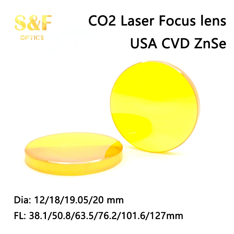 

High Quality Lenses Diameter 12 18 19.05 20mm USA CVD ZnSe Co2 Laser Focus Lens for Engraving Cutting Machine