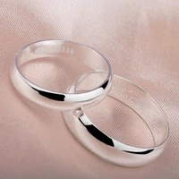 1pcs authentic 999 pure silver ring lover pair rings men women simple smooth surface index finger tail ring couple gift