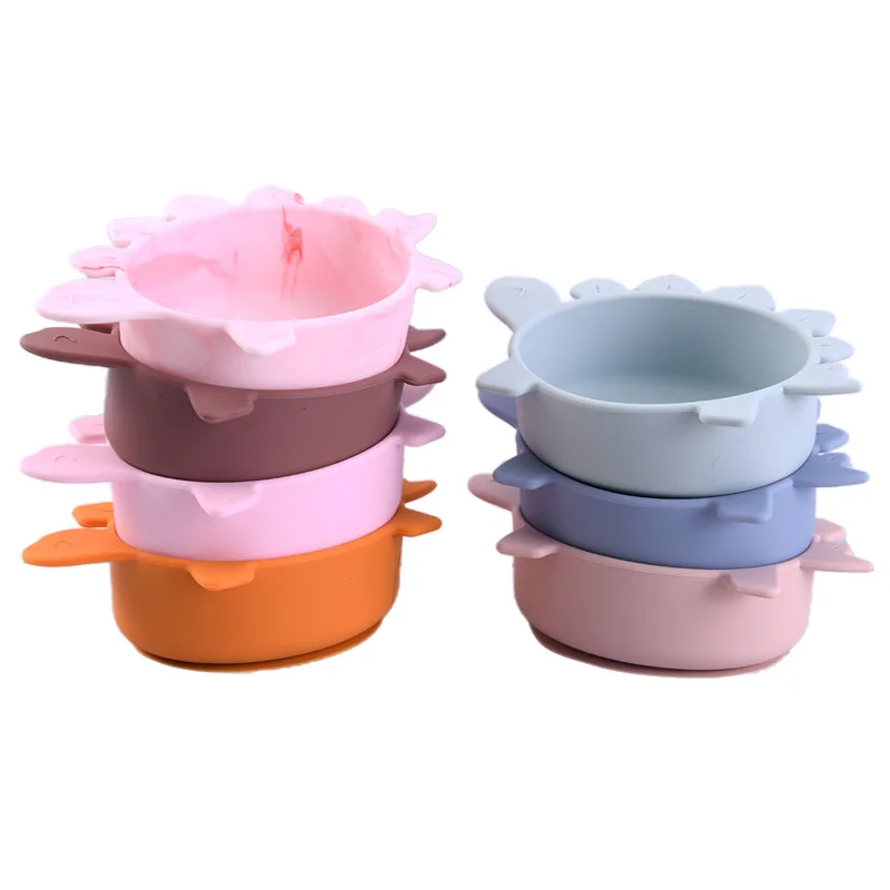 

Baby Feeding Set Dish Sucker Bowl Dinosaur New Design Silicone Children's Dishes for Food Complete Tableware Service Baby Plate