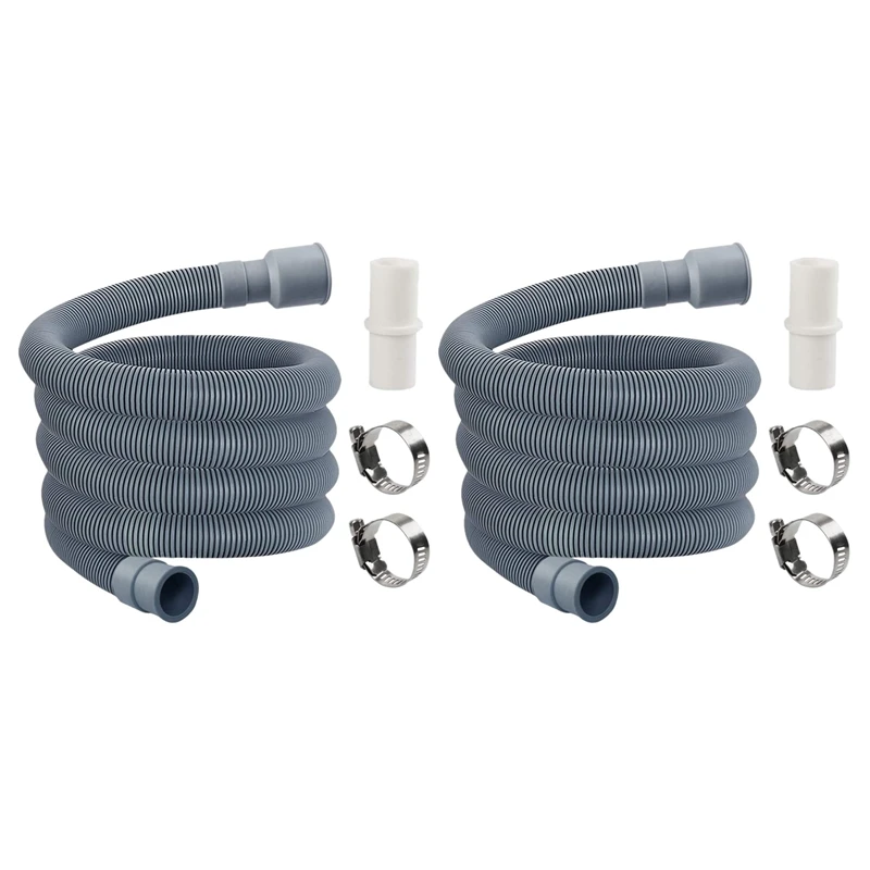 

2X Automatic Drum Washing Machine Drain Pipe Drain Hose Fittings, 3 Meter