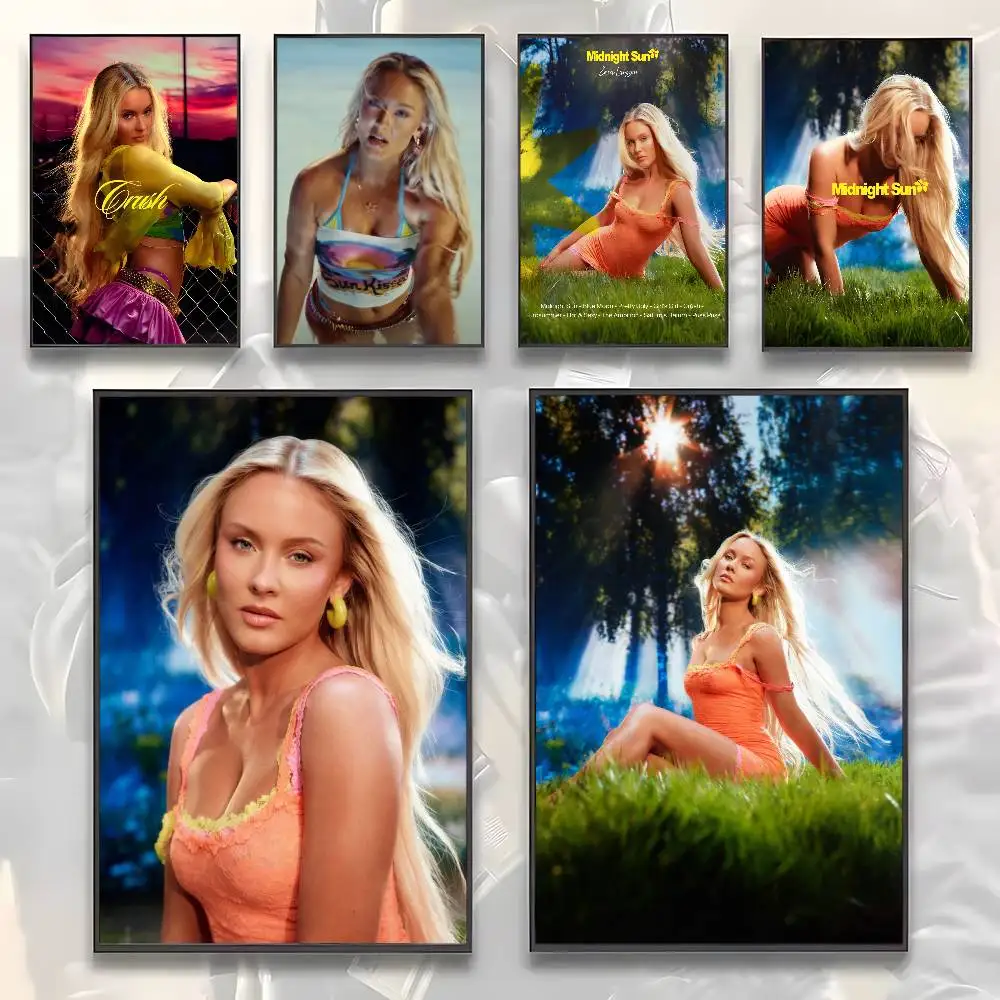 Фото Постер с изображением Zara Larsson Midnight Sun, наклейка с принтом, водонепроницаемое настенное искусство для гостиной, спальни, домашнего декора №2