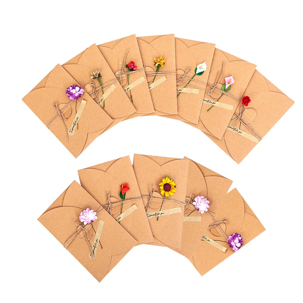 

Dried Flower Greeting Card Wedding Invitation Paper Handmade Kraft Paper Festival Envelopes