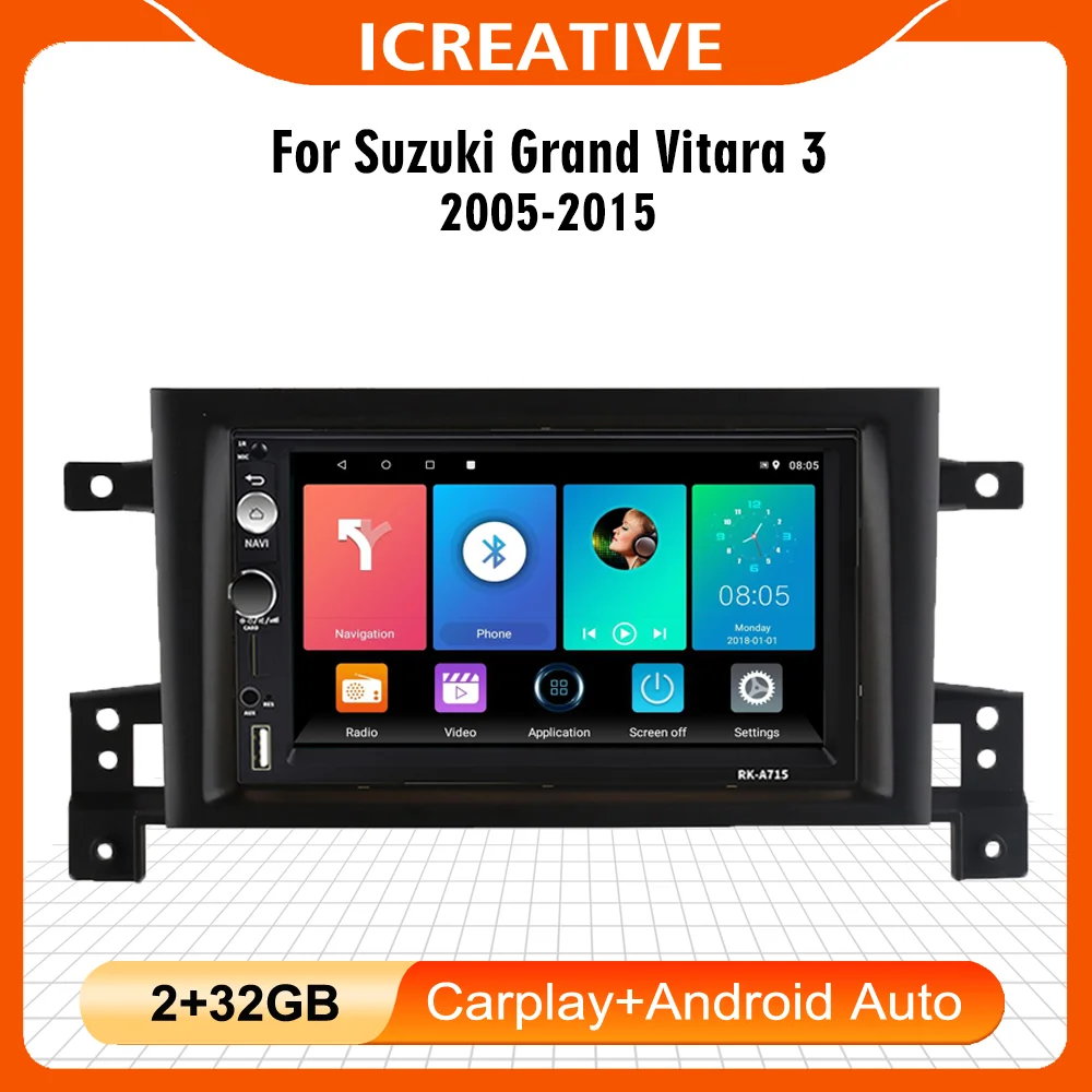 

For Suzuki Grand Vitara 3 2005-2015 7 Inch 2 Din Car Radio Multimedia Player t with Frame GPS Navigation Android Autoradio