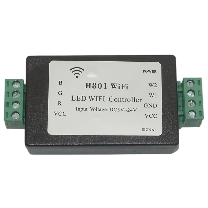 

H801 RGBW WiFi LED Controller for RGBW led Strip Light tape DC5-24V input;4CH*4A output LED RGB Controller 5050 2835 3528 strip