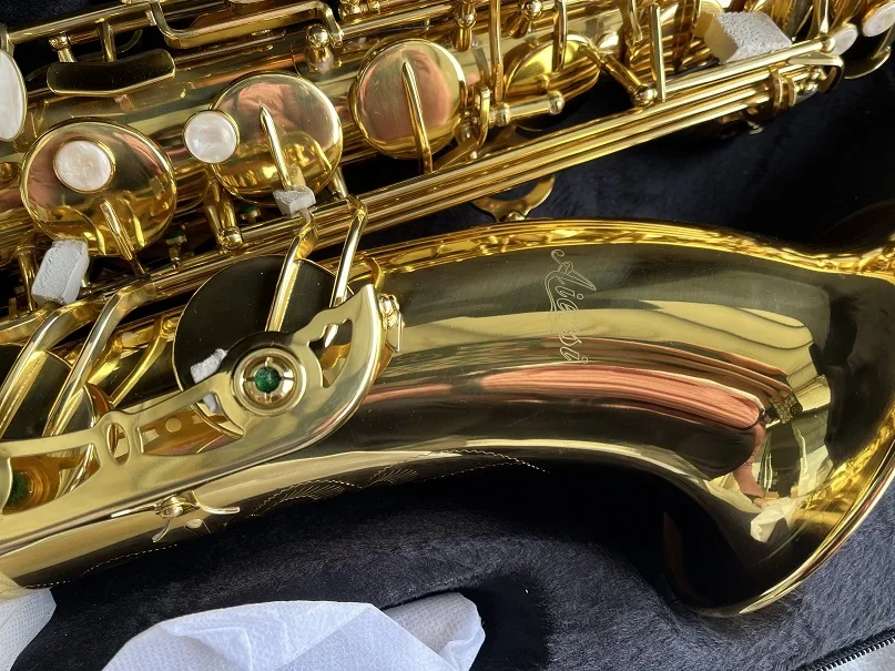 Aiersi Высококачественный тенор-саксофон с лакированным желтым латунным золотом