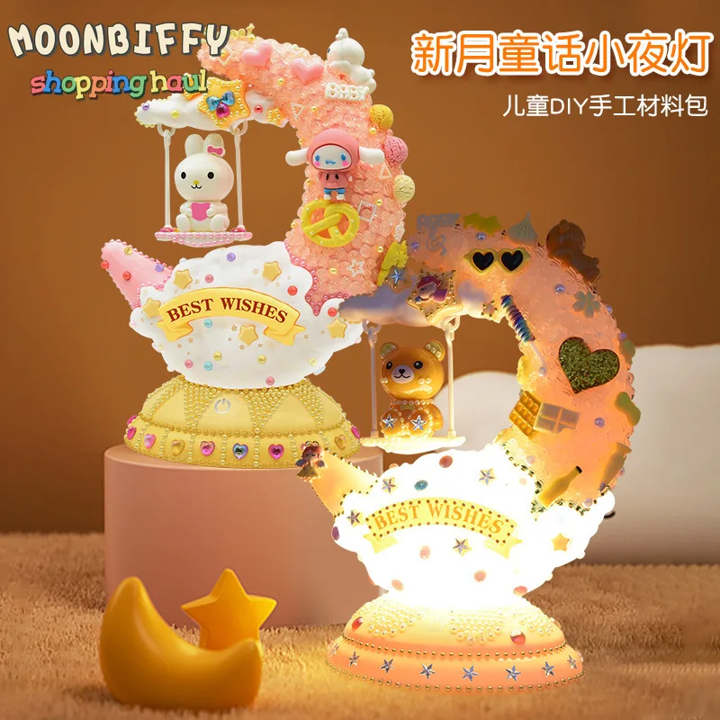 

Handmade DIY Star Moon Myth Night Light Kindergarten Children's Panda Rabbit Bunny Bear Creative Ornament Girl Gift Glowing Toy