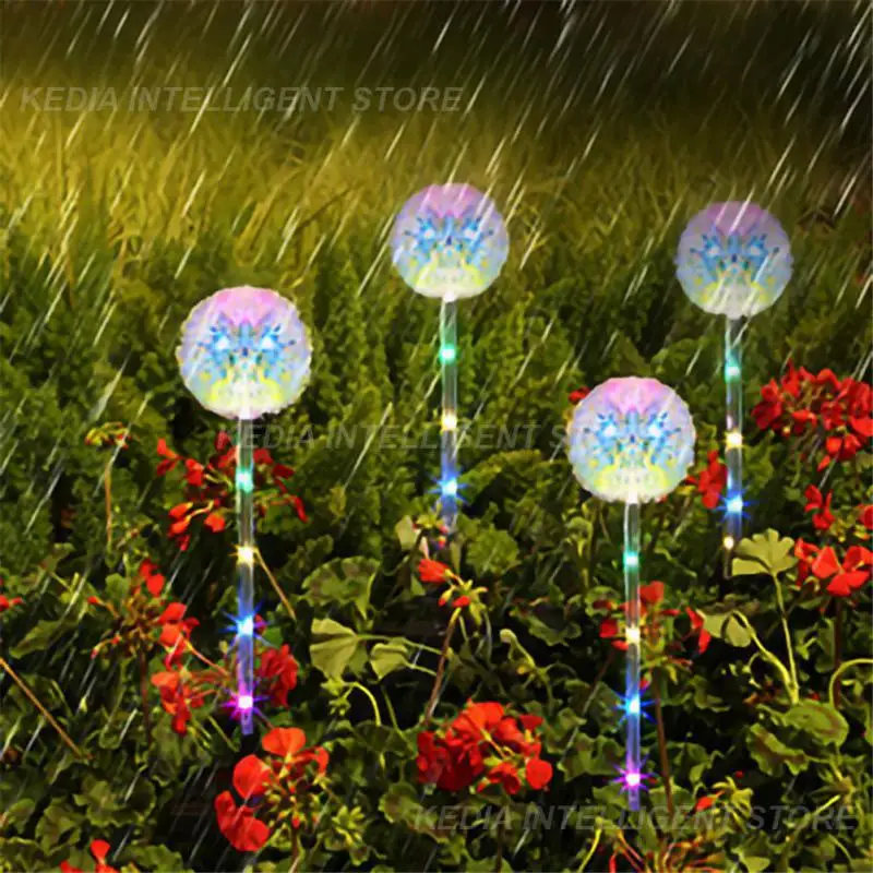 

2pcs New LED Solar Dandelion String Lights Fairy Waterproof Furry Snowball Lamp For Christmas Wedding Party Garden Outdoor Decor