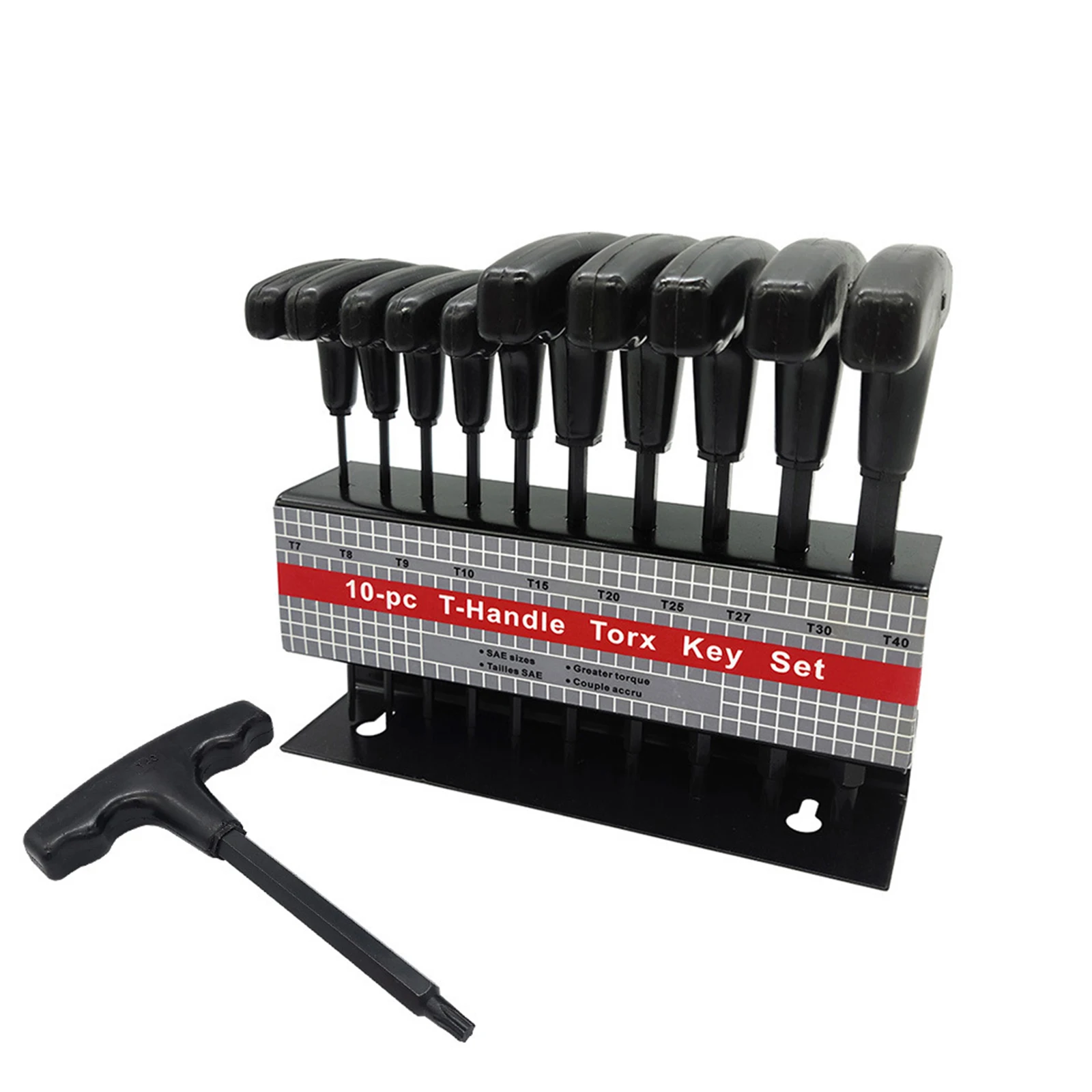 

10Pc T-Handle Hex Wrench Set Convenient Storage Rack Metric Imperial T-Handle Hex Wrench Allen Wrench Tool Set Star