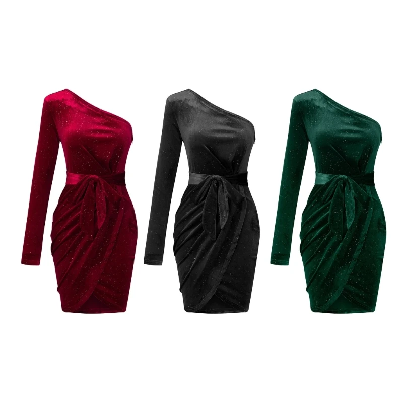 

Официальное Платье на Одно Плечо для женских коктейльных платьев, вечернее облегающее платье с поясом