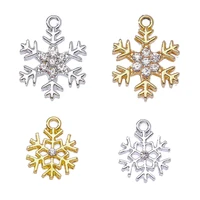 20pcsset 1713mm luxury zircon pave gold silver color snowflake necklace pendant charm for jewelry making diy bracelet earring